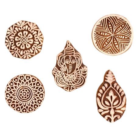 Set of 5 Piece New Mix Wooden Printing Block